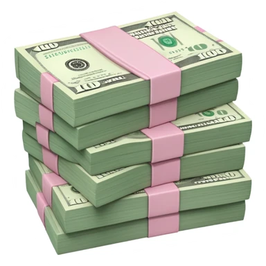 money stacked, muted green 100 dollar bills,pink accent soft luxury rich  sticker