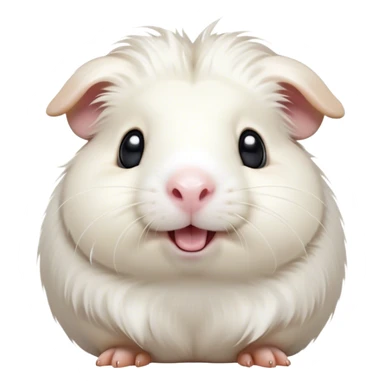 Cinematic Comical White Guinea Pig Portrait Emoji, Head tilted dramatically with an exaggeratedly amused expression, featuring a glossy, pristine white fur with an adorably scrunched face, wide, expressive dark eyes filled with playful disbelief, Simplified yet hilariously expressive features, highly detailed, glowing with a slightly sassy glow, high shine, dramatic yet playful, stylized with an air of cheeky mischief, bright and endearing, soft glowing outline, capturing the essence of a spirited and over-the-top guinea pig, so meme-worthy it feels like it could side-eye its way into internet fame instantly! sticker