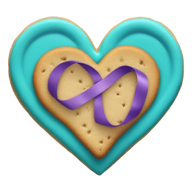 Purple and teal Suicide awareness ribbon on heart cookie sticker