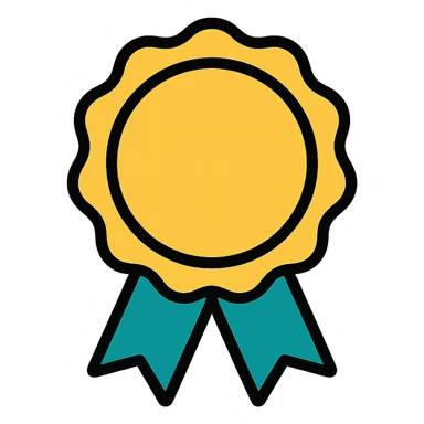 vector icon of a gold guarantee seal emblem with colorful accents, modern seal shape, elegant and minimalist flat design, isolated on white, award badge style, 2D flat vector, trending icon look, soft shadows, no text, commercial use sticker