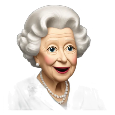 Queen Elizabeth II eating chips and gravy with Russell grant sticker