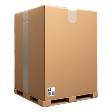 Ultra-realistic cardboard box inspired by the 📦 emoji in a warehouse environment, 4K, detailed corrugated texture, taped edges, industrial shelves in background, soft industrial lighting, realistic shadows, sharp focus, cinematic depth, professional photography. sticker