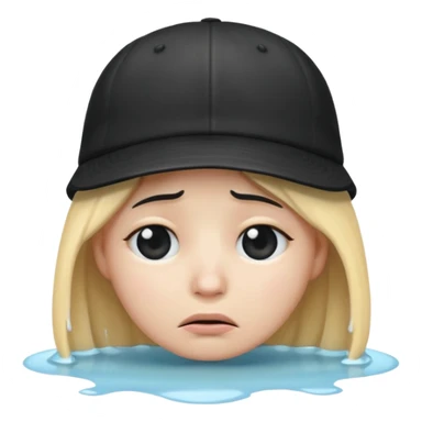 grief emoji with a black cap on the head
 sticker