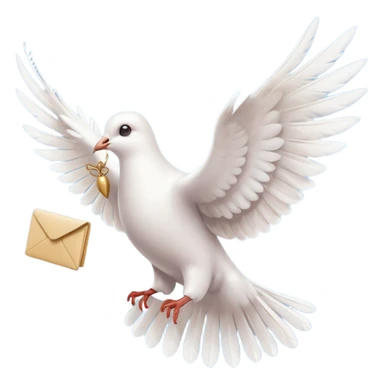a dove flies with a letter sticker