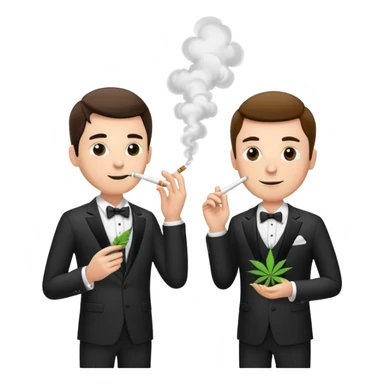 Two well-dressed men in suits crashing a wedding party, smoking cannabis sticker