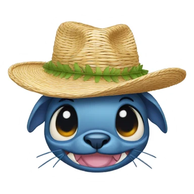 Stitch avec un chapeau de paille sticker