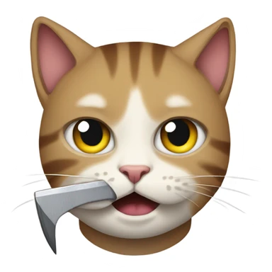 A cat with a knife sticker