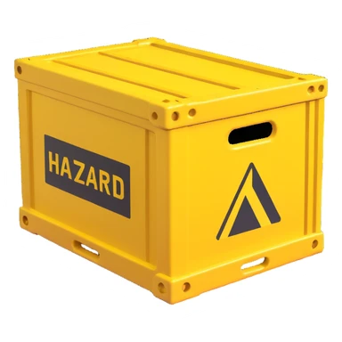 industrial crate, yellow hazard markings, rugged look sticker