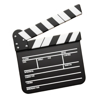 Ultra simplified movie clapper with black and white colors, two simple rectangles with a diagonal line, minimal design sticker