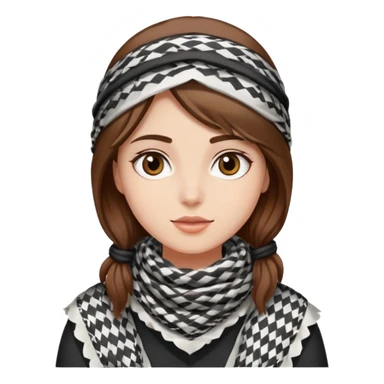 A girl wearing a Palestinian keffiyeh, brown hair, beautiful and fair skinned sticker