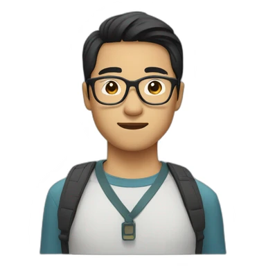 asian black hair man　wearing round glasses sticker