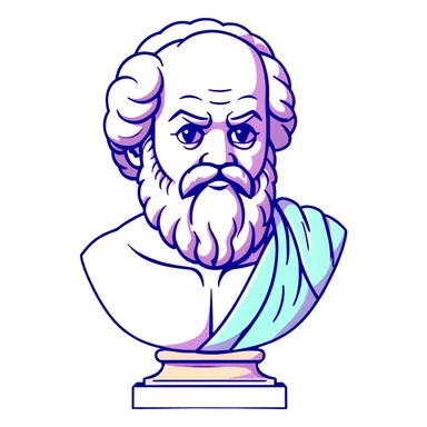 elegant marble statue of Socrates with curly beard and noble profile, ancient Greek philosopher, soft pastel colors in lavender and mint tones sticker