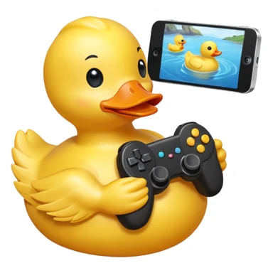 Rubber ducky playing first person shooter game sticker