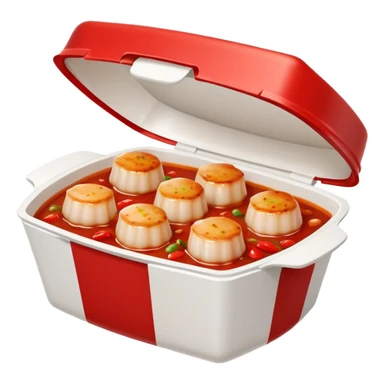 Scallops in spicy sauce takeout Chinese dish in takeout container sticker