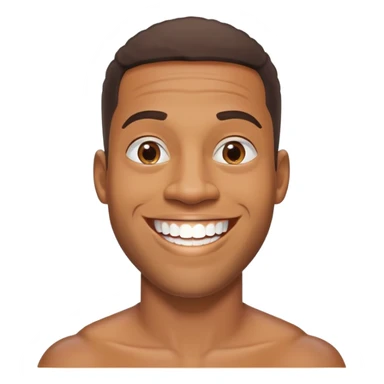 smiling black man with big teeth, standard male haircut, oval face, Rio de Janeiro theme, no glasses, carioca sticker