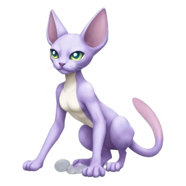 Anthro Mewtwo-Cat-Sphynx-FurSona-Fakemon Nebula Full Body sticker