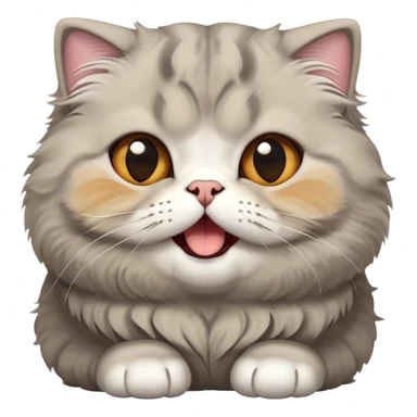 Cinematic-Adorable-Scottish-Fold-Cat-Portrait-Emoji – Big-eyed, fluffy Scottish Fold cat with a playful head tilt and a cute yawn, plush solid-grey fur, signature small folded ears enhancing its round face, simplified yet irresistibly cute features, expressive amber eyes filled with quiet curiosity, highly detailed with a gentle glow. sticker