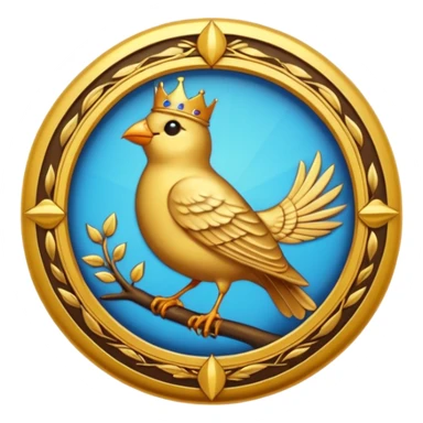circular achievement style badge for early bird featuring a bird inside and a royal border  sticker