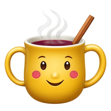 a yellow mug with steaming mulled wine without face

 sticker