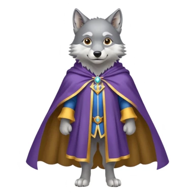 a wolf in a cape, wizard, magic in paw full body sticker