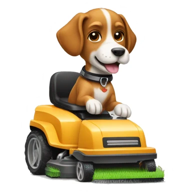 Dog riding lawnmower  sticker