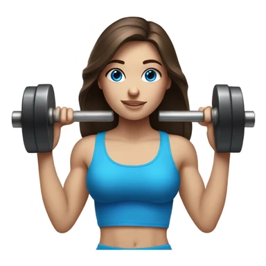 Realistic brunette girl with bright blue eyes lifting weights sticker