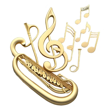 Create a sophisticated and celebratory emoji collage representing keyboard instruments, designed in the style of a coat of arms or crest. The design should feature surrounded by a ribbon of musical notes. The ribbon should intertwine with a second ribbon made of black-and-white piano keys, creating a flowing, symmetrical pattern.  The musical notes should be swirling around the design in a harmonious, festive arrangement. Use gold, silver, and rich wood tones to evoke a sense of luxury and professionalism, with the black-and-white keys of the piano adding contrast. The background should remain transparent sticker