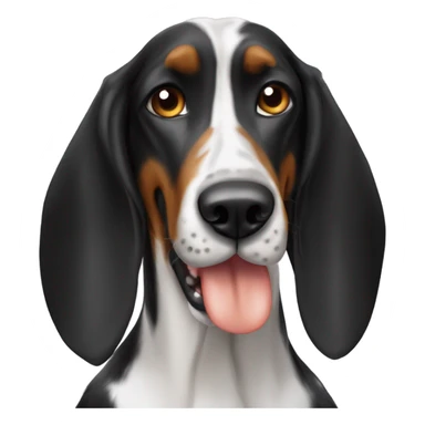 Black long eared coonhound eating cheese sticker