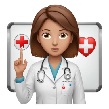 Teacher, female, brown hair up, holding a pointer to a white board with a CPR logo. sticker
