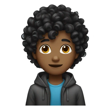 curly black hair boy sticker