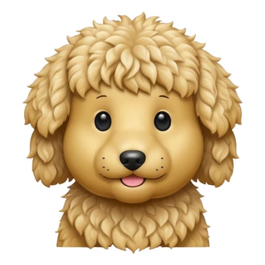 Can you make me an emoji of a white mini golden-doodle no brown in his fur that looks more like a poodle with black eyes? sticker