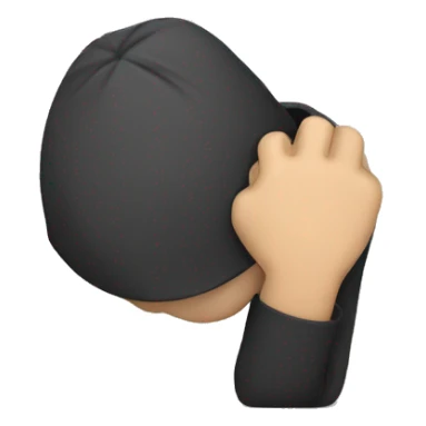 Person burying his head in his arm to cover his eyes and raising the other arm sticker