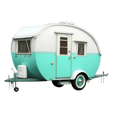 Realistic tiffany blue vintage round gypsy caravan wagon camper sticker