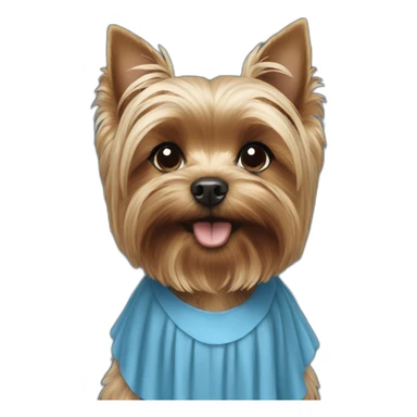 Yorkie wearing a blue dress sticker