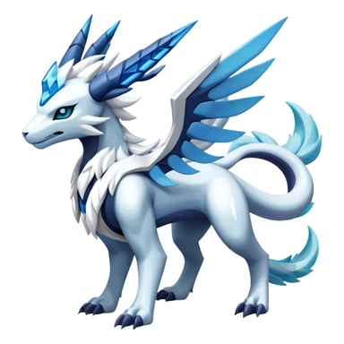 Futuristic Kyurem-reshiram-Glaceon-dialga-suicune-hybrid, full body sticker