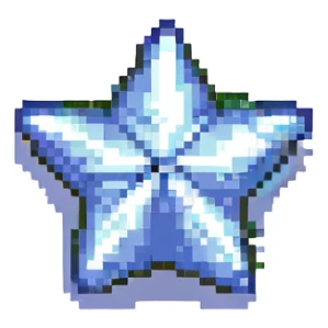 metallic star, blue sticker