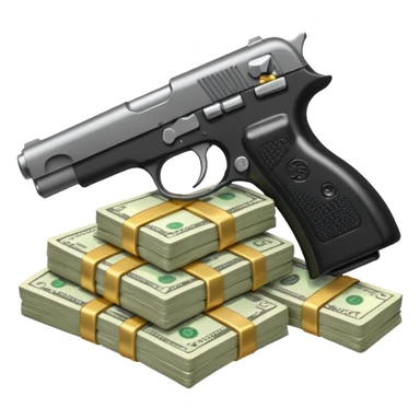 Money stack with a gun sticker