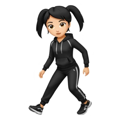a pretty bratz tan girl who is fat . Hair color black. Jogging outfit sticker