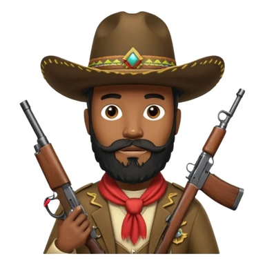  black cowboy with full beard, sombrero and a ak47 up sticker