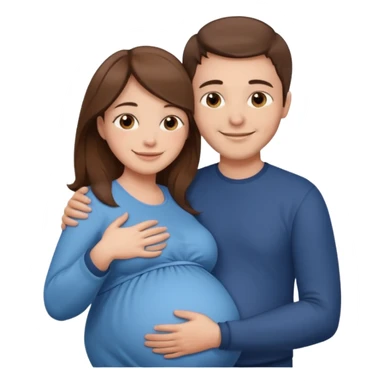 

"Men with short brown hair and fair skin hugging a pregnant woman with long brown hair and fair skin from behind, smiling."



 sticker
