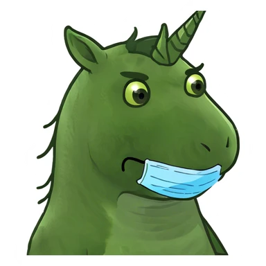 Unicorn with a face mask sticker