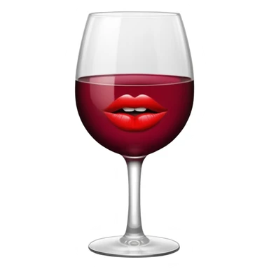 wine glass half full of red wine with a lipstick kiss print on the rim sticker