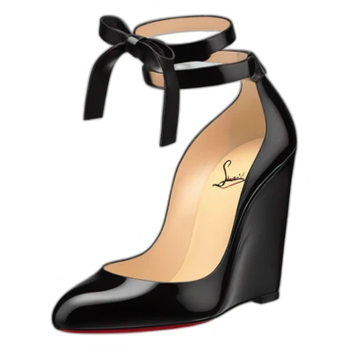 WEDGE heel LOUBOUTIN black leather PATENT sticker