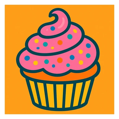 cupcake with pink icing, vibrant and playful style sticker