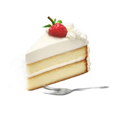 Slice cake vanilla with whipcream at top and at plate and fork sticker