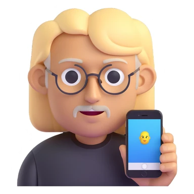 Steve Jobs with blonde hair and a nifty shirt, 3D emoji style sticker