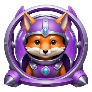 a purple fox in a spaceship with a viking helmet on  sticker