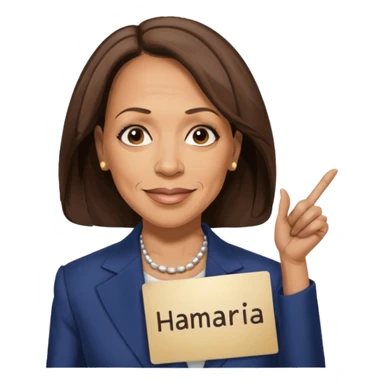 Kamala Harris but she bald and has a sign that says “Kamala hairless” sticker