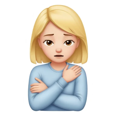 Girl holding her neck with arms crossed suffocating  sticker