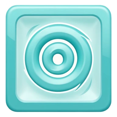 a Tiny compressed Stylized light-turquoise whirlwind symbol inside a pastel white slightly shaded square icon, light turquoise glossy borders sticker